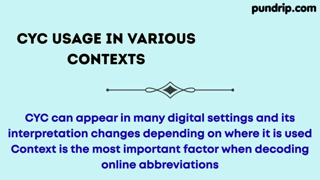 cyc Usage in Various Contexts