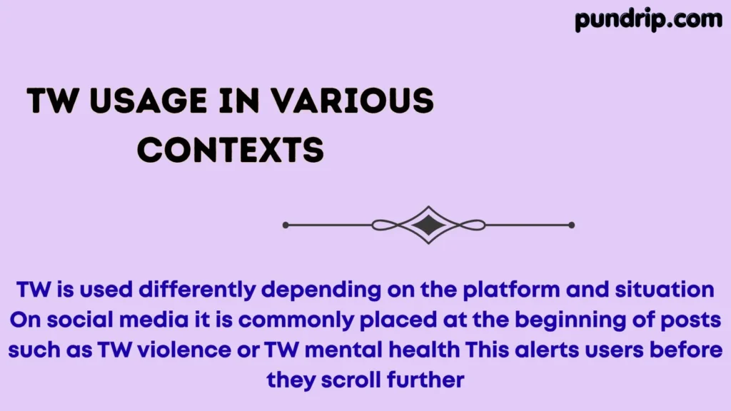 TW Usage in Various Contexts